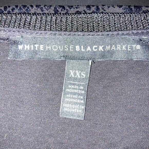 WHBM BLACK TEXTURED SHORT SLEEVED TEE with BANDED COLLAR SIZE XXS - Picture 5 of 14